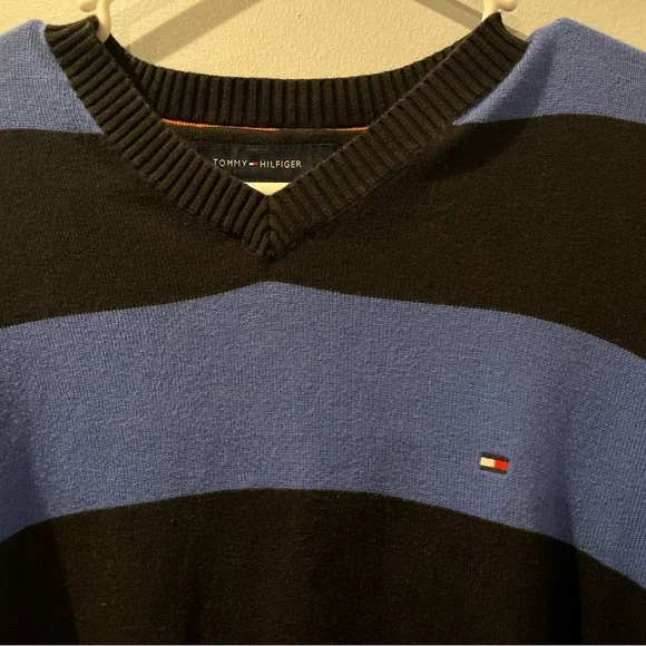 Tommy Hilfiger Striped Sweater Blue & Black Small Preppy 2009 - Picture 3 of 3